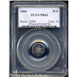 1864 3CS PR63 PCGS. Dark gunmetal-blue and