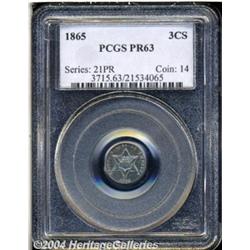 1865 3CS PR63 PCGS. Attractively toned in