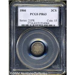 1866 3CS PR63 PCGS. This meticulously struck