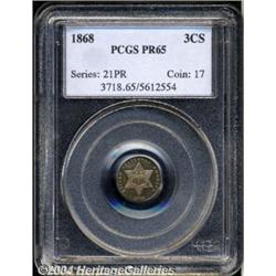 1868 3CS PR65 PCGS. This piece is dramatically