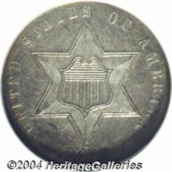 1869 3CS PR66 Cameo NGC. A light colored