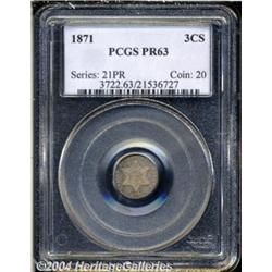 1871 3CS PR63 PCGS. Rich, mottled gray and