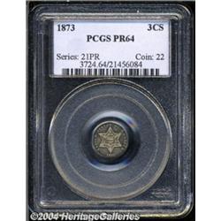 1873 3CS PR64 PCGS. Rich tan-brown and