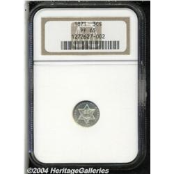 1873 3CS PR65 NGC. A uniformly toned Gem of