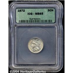 1872 3CN MS65 ICG. Well struck and highly