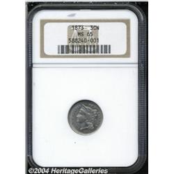 1873 3CN Open 3 MS65 NGC. The open 3 is scarce