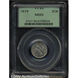 1879 3CN MS65 PCGS. Bright, satiny luster