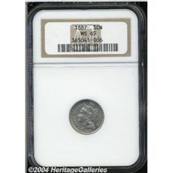 1887 3CN MS65 NGC. Well struck with beautiful