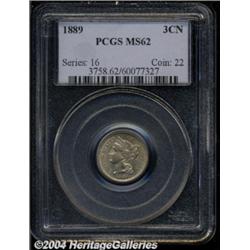 1889 3CN MS62 PCGS. RPD-002. A well struck and