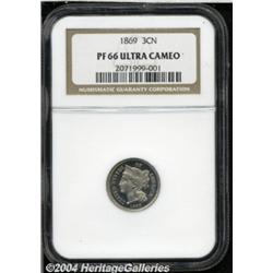 1869 3CN PR66 Deep Cameo NGC. The richly