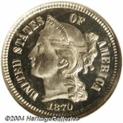 1870 3CN PR66 Cameo NGC. A fully brilliant,