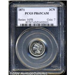 1871 3CN PR65 Cameo PCGS. Fully brilliant with