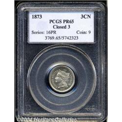 1873 3CN Closed 3 PR65 PCGS. The pillars of