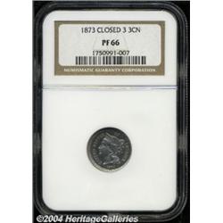 1873 3CN Closed 3 PR66 NGC. A well struck Gem