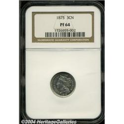 1875 3CN PR64 NGC. Well struck, with lustrous,