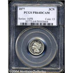 1877 3CN PR64 Deep Cameo PCGS. Fully struck