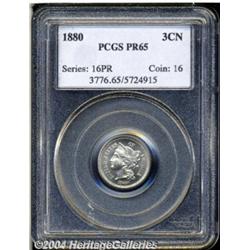 1880 3CN PR65 PCGS. Bright, untoned surfaces