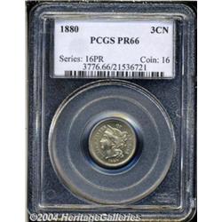 1880 3CN PR66 PCGS. A gleaming, bright Gem