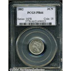 1882 3CN PR66 PCGS. Fully struck with satiny,