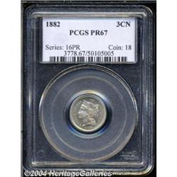 1882 3CN PR67 PCGS. Splendid mint-green and