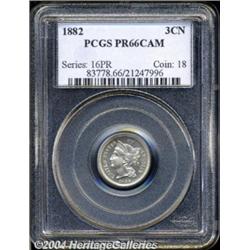 1882 3CN PR66 Cameo PCGS. A fully struck and