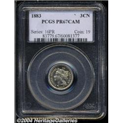 1883 3CN PR67 Cameo PCGS. An almost perfectly