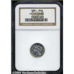 1884 3CN PR65 Cameo NGC. A flashy two-toned