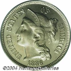 1886 3CN PR68 ICG. The Philadelphia Mint