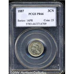 1887 3CN PR66 PCGS. Average or better mirrors,