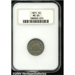 1871 5C MS65 NGC. Somewhat unevenly struck,