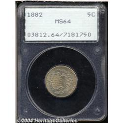 1882 5C MS64 PCGS. Typical luster with a hint