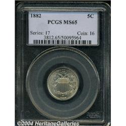 1882 5C MS65 PCGS. A fully struck Gem whose