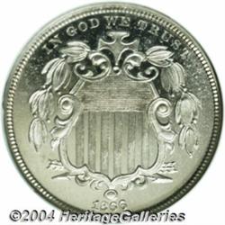 1866 5C Rays PR66 Cameo NGC. Brilliant