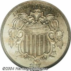 1867 5C Rays PR64 NGC. Obverse 1, State I.