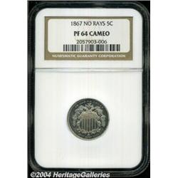 1867 5C No Rays PR64 Cameo NGC. Reverse IIa. A