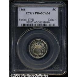 1868 5C PR65 Cameo PCGS. An exquisitely struck