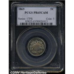 1869 5C PR65 Cameo PCGS. Light honey-gold