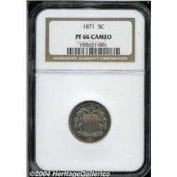 1871 5C PR66 Cameo NGC. Light-gold patina