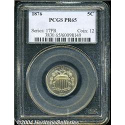 1876 5C PR65 PCGS. Pleasing light golden-brown