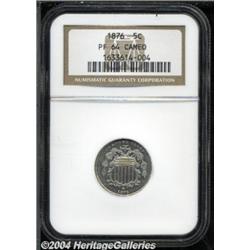1876 5C PR64 Cameo NGC. Just a hint of light
