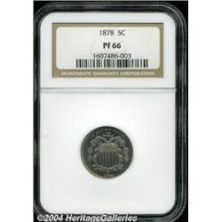 1878 5C PR66 NGC. This proof-only issue is