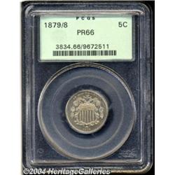 1879/8 5C PR66 PCGS. Bright, frosty luster
