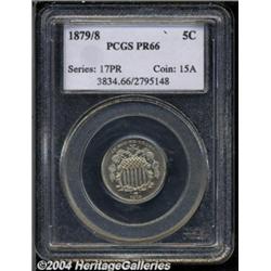 1879/8 5C PR66 PCGS. Mostly brilliant and