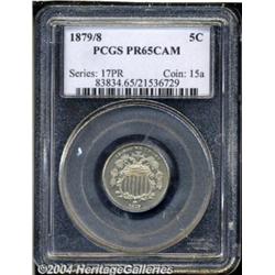 1879/8 5C PR65 Cameo PCGS. A lightly patinated