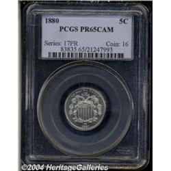 1880 5C PR65 Cameo PCGS. The frosty devices of