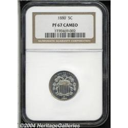 1880 5C PR67 Cameo NGC. A lovely cameo