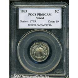 1883 5C Shield PR66 Cameo PCGS. The middle