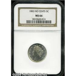 1883 5C No Cents MS66 NGC. This No Cents