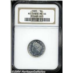 1883 5C No Cents MS66 NGC. This lustrous No