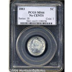 1883 5C No Cents MS66 PCGS. An exquisite 1883